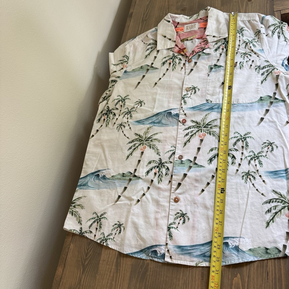 Scotch & Soda Men's XL Tropical Short Sleeve Button Up Shirt Cotton Collar Beach - Picture 7 of 7
